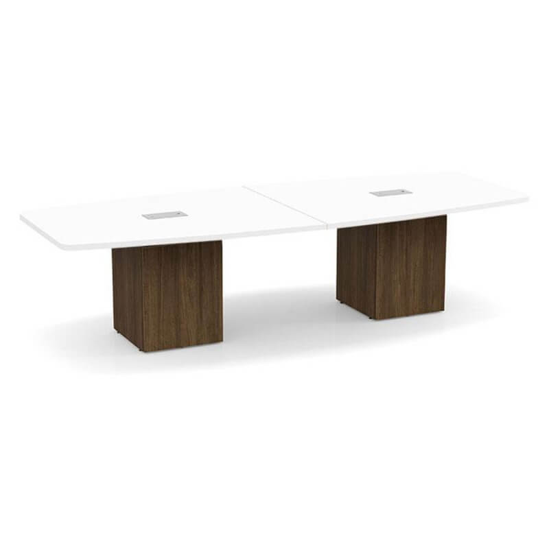 Boat shape white top walnut base 1