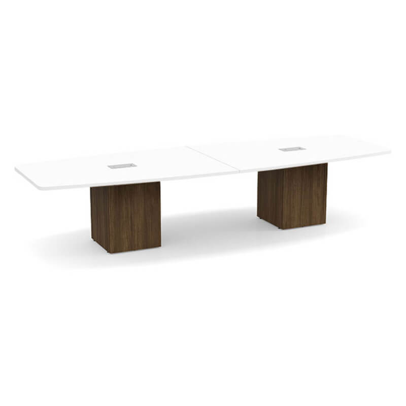 Boat shape white top walnut base 2