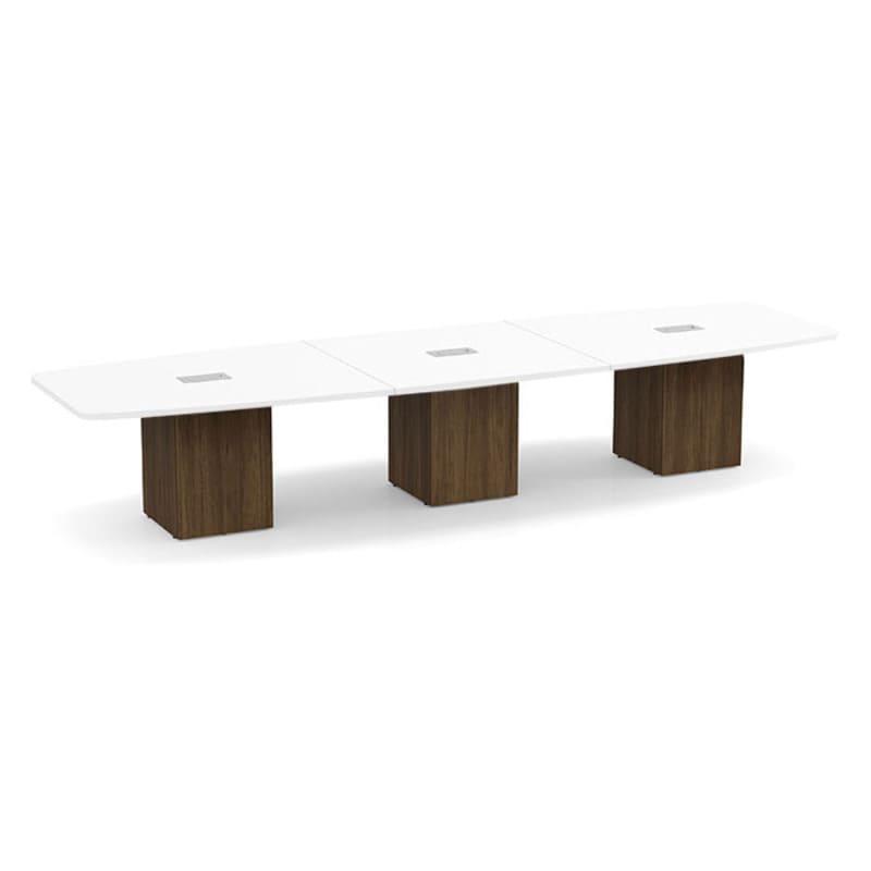 Boat shape white top walnut base 3