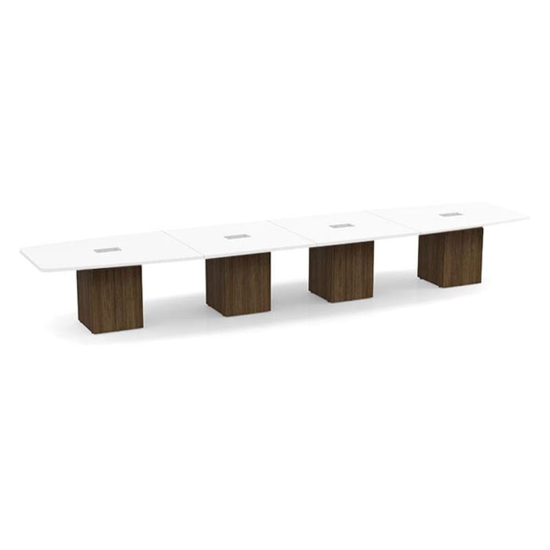 Boat shape white top walnut base 4