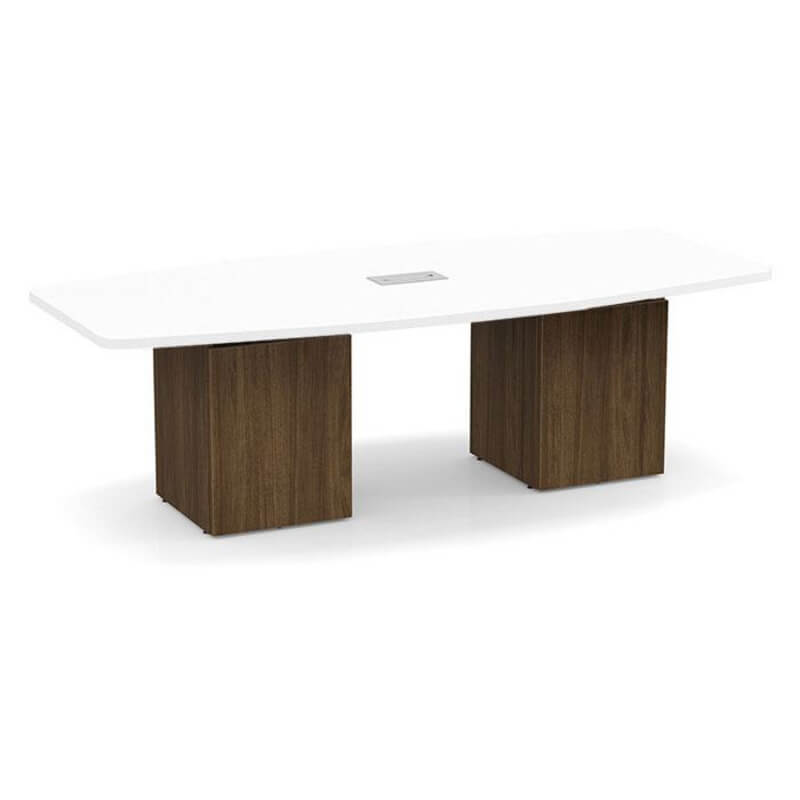 Boat shape white top walnut base
