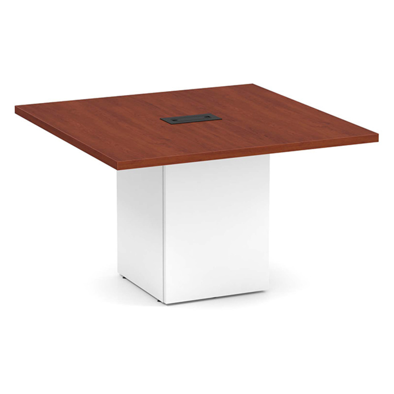 Square Table Cherry Top White Base 1