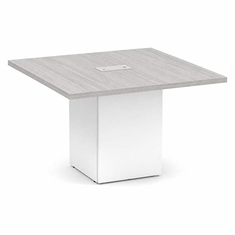 Square Table Silver Birch Top White Base 1