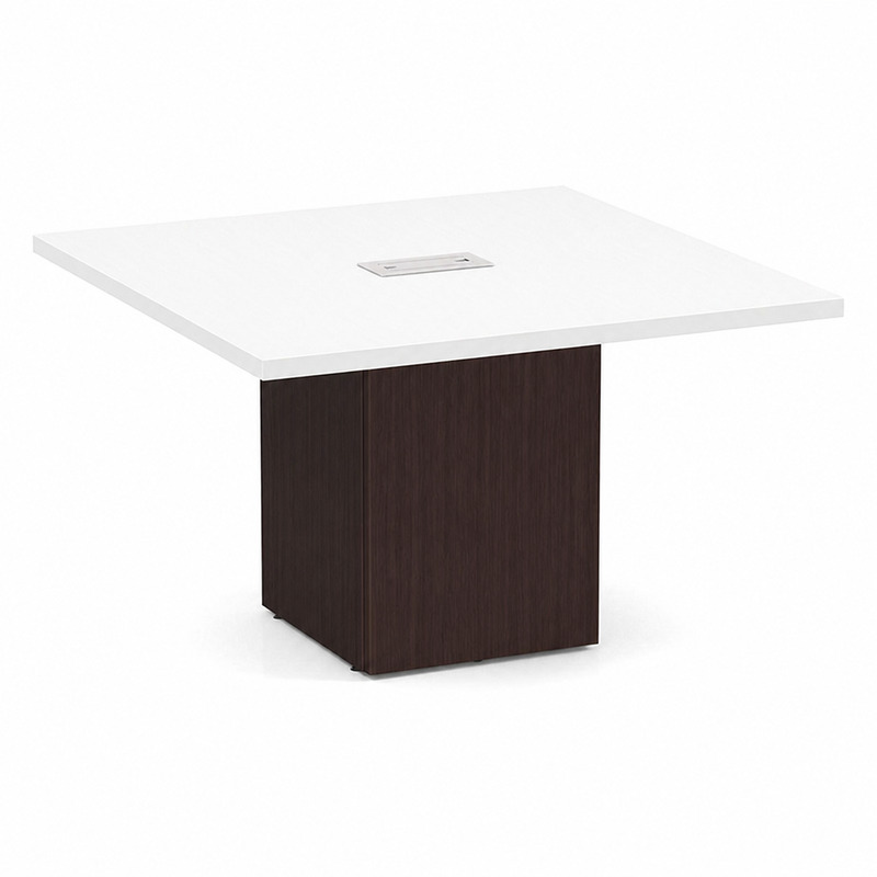 Square Table White Top Espresso Base 1