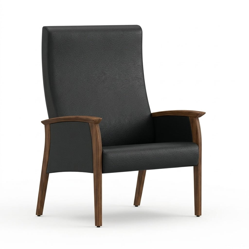 Wide chair close arms black 2
