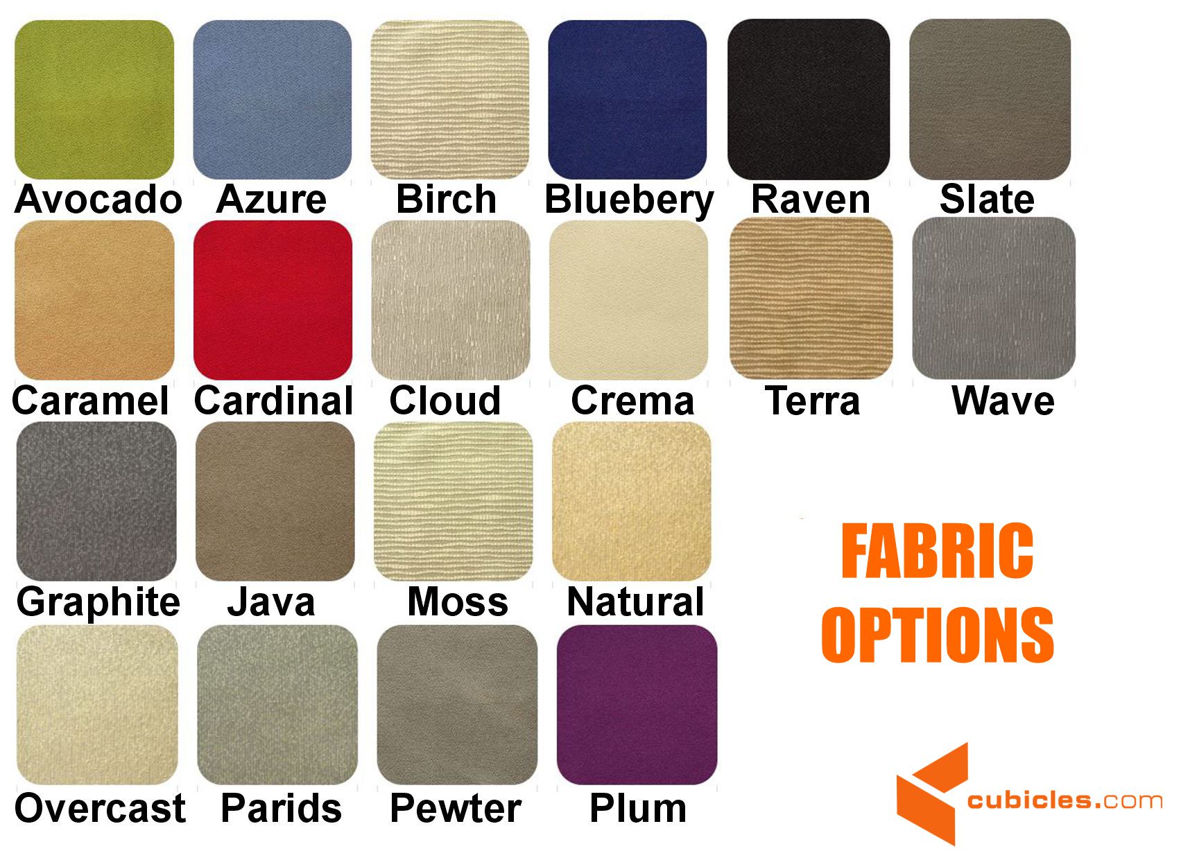 Acoustical fabric color options A24H Acoustical fabric color options A24H