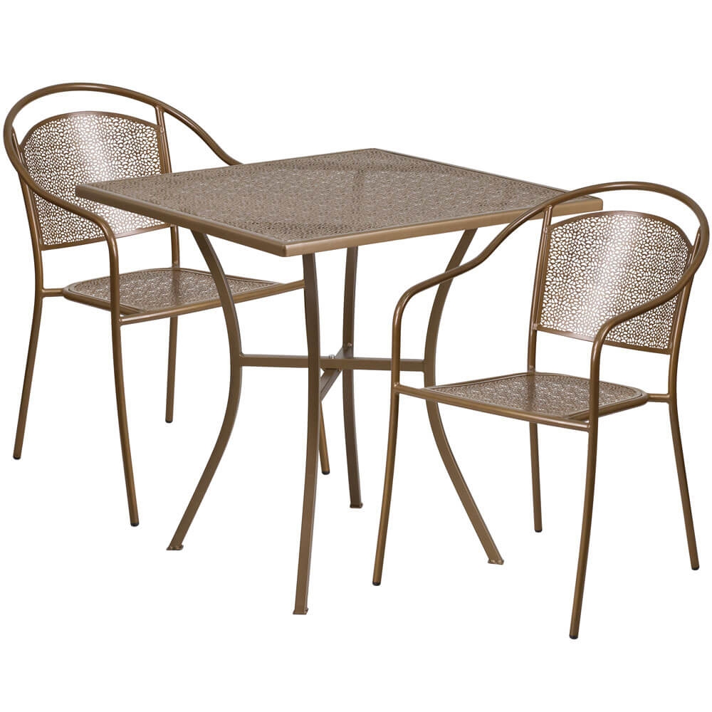 Bistro table set CUB CO 28SQ 03CHR2 GD GG FLA