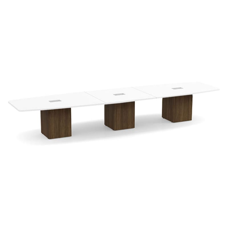 Boat shape white top walnut base