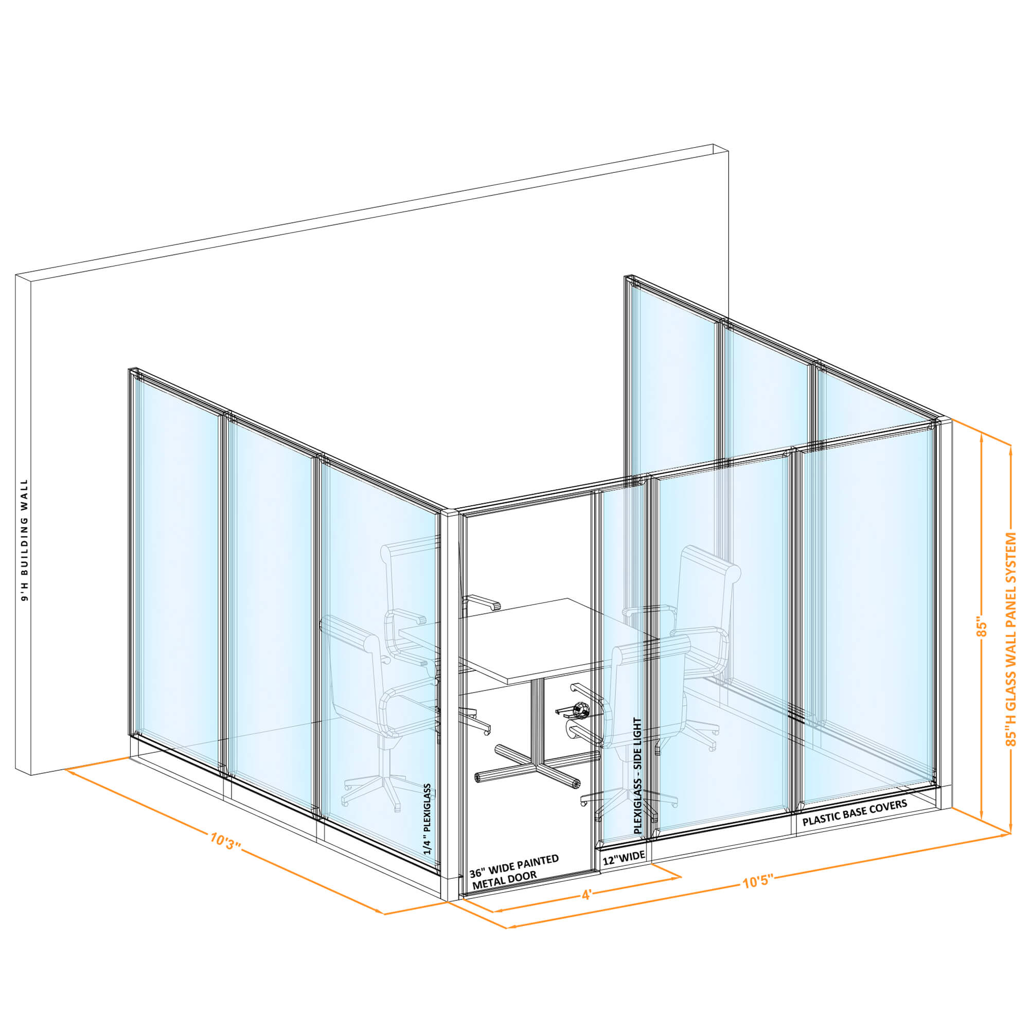 Conference room glass wall GWCR U 100x100x850