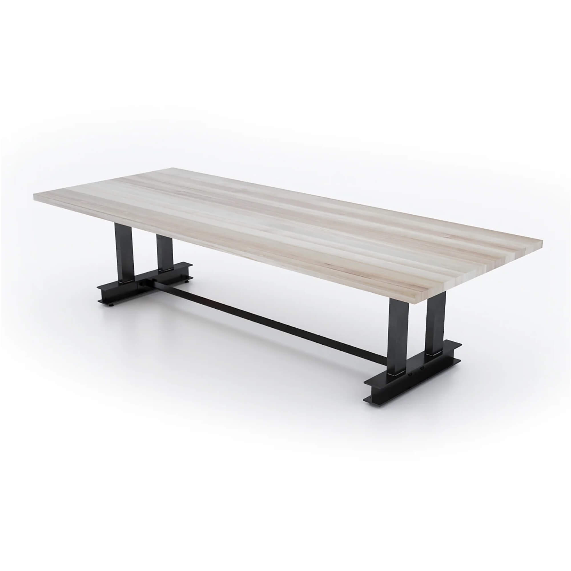 Conference room tables conference table id2 industrial conference table angle view white wash 1 2 3 4 5