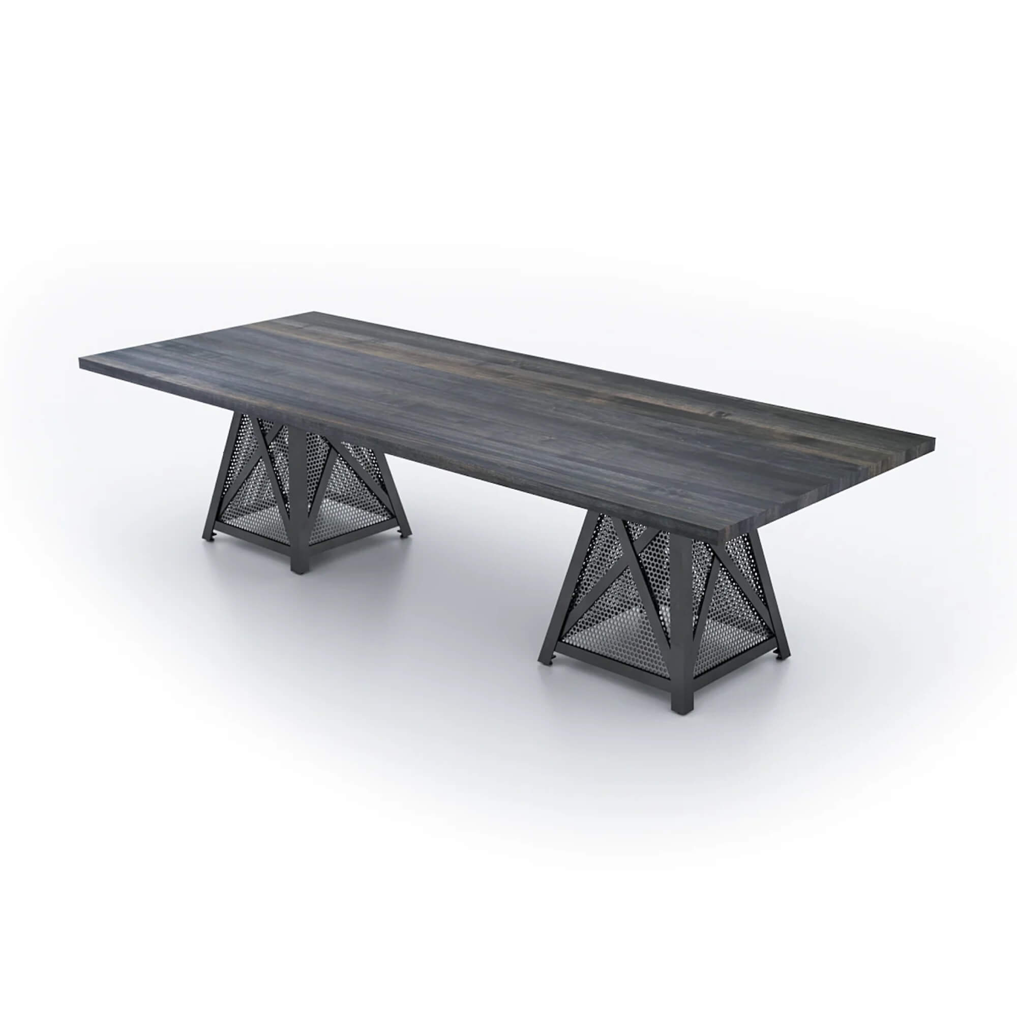 Conference room tables conference table id3 industrial conference table decker grey angle view