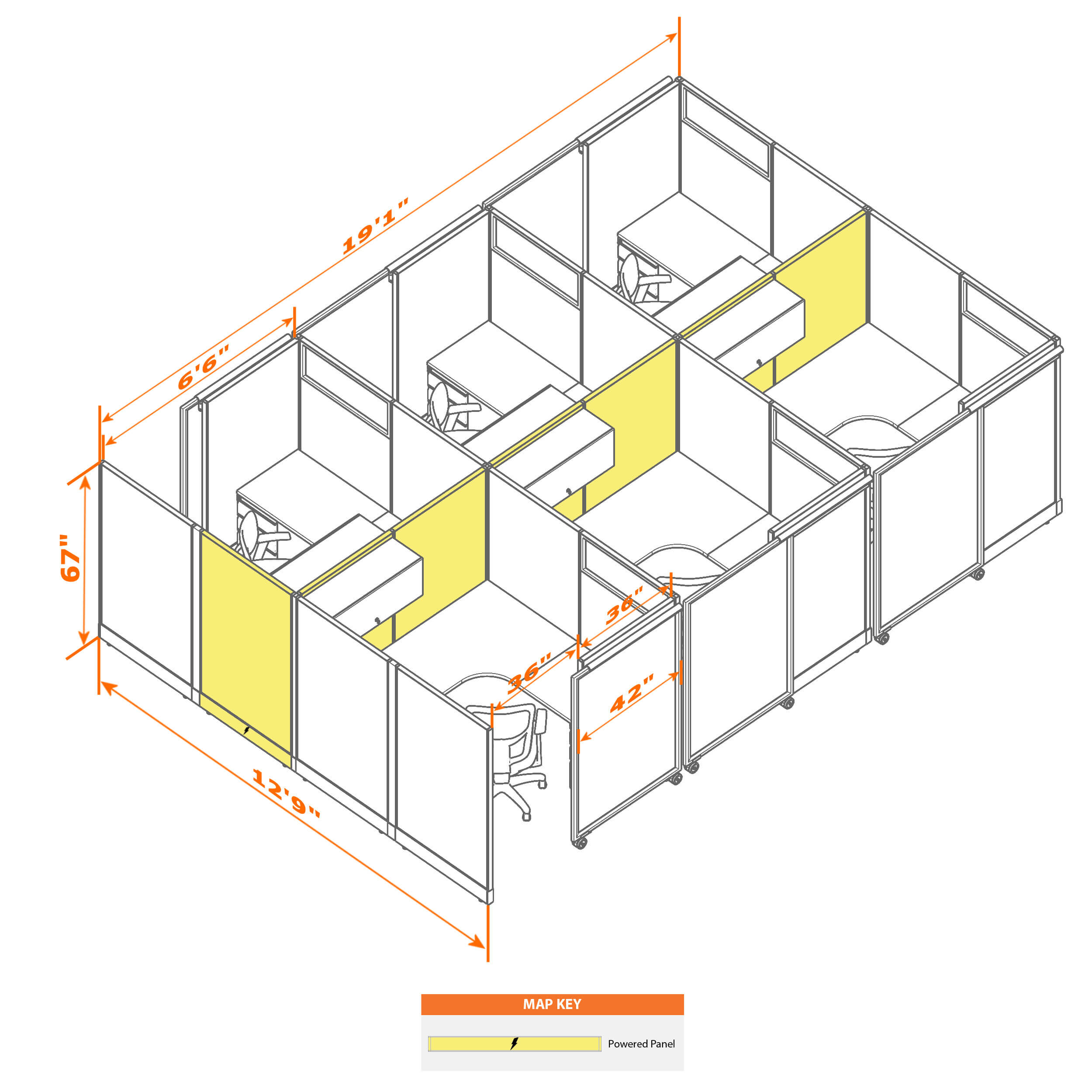 Cubicle with door 66 6c 1