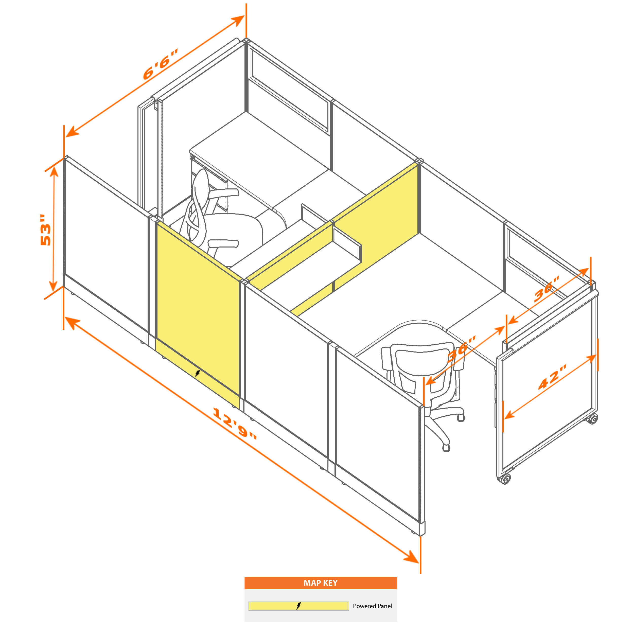 Cubicle with door 66