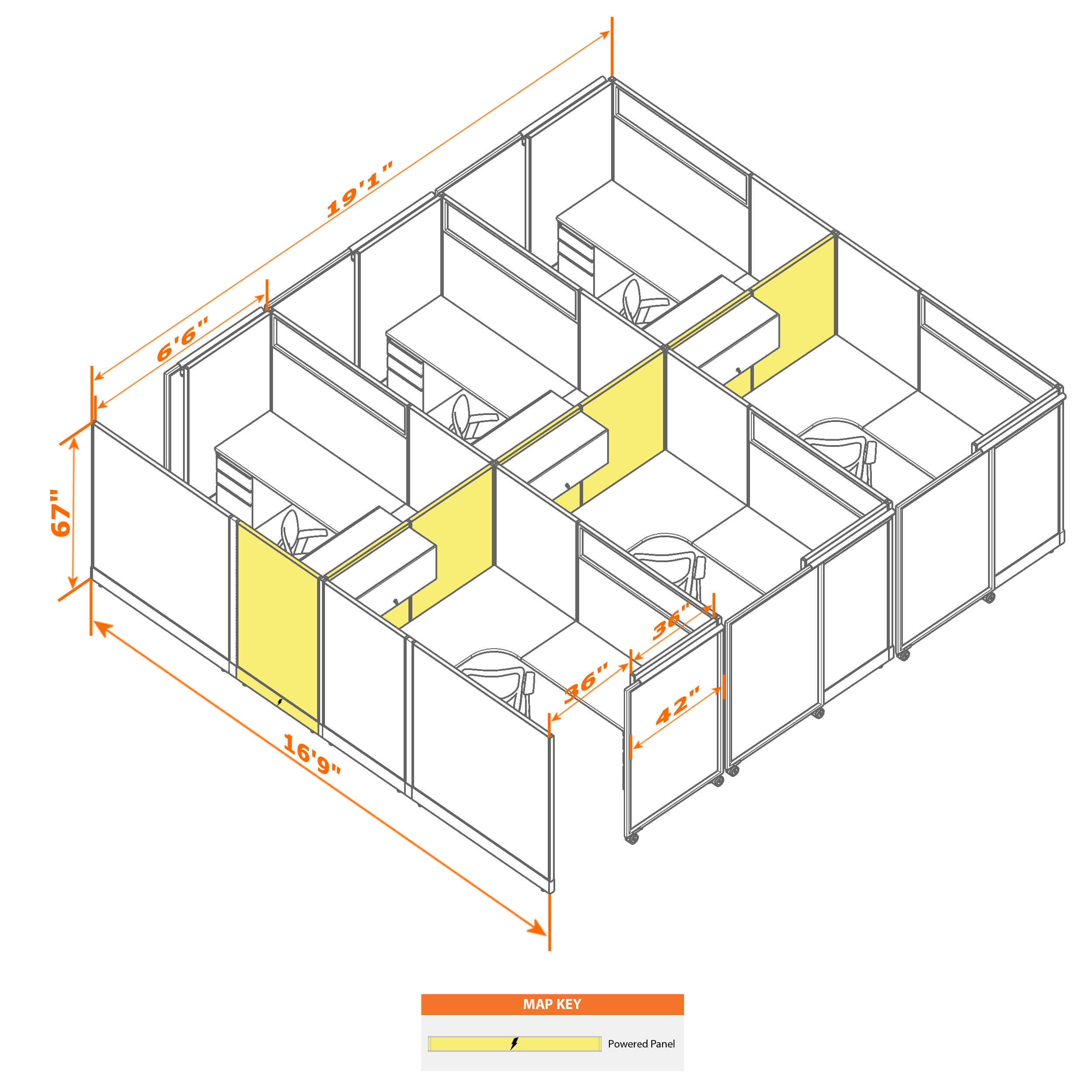 Cubicle with door 68 6c 1