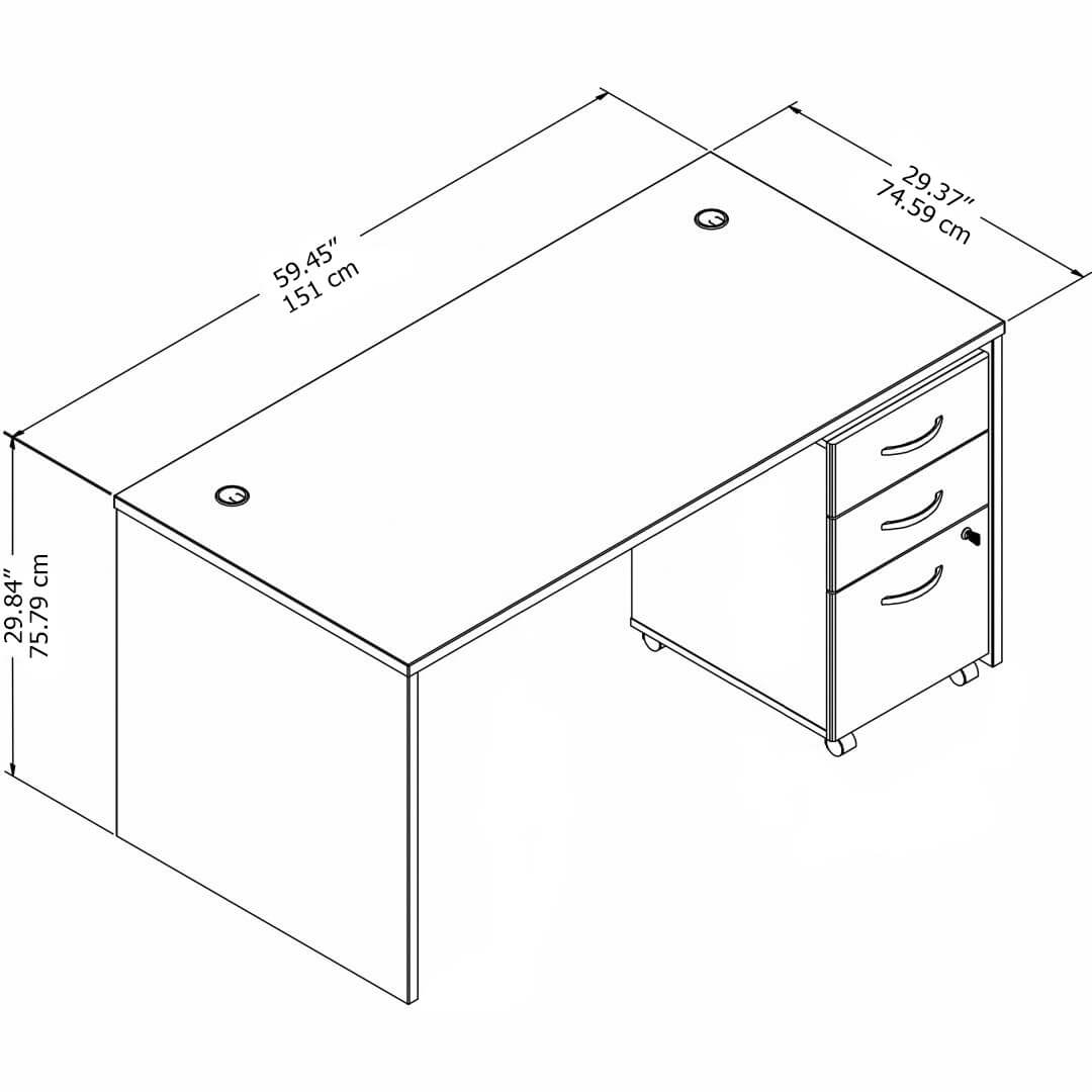 Besto straight office desk 60w x 29d measures 1