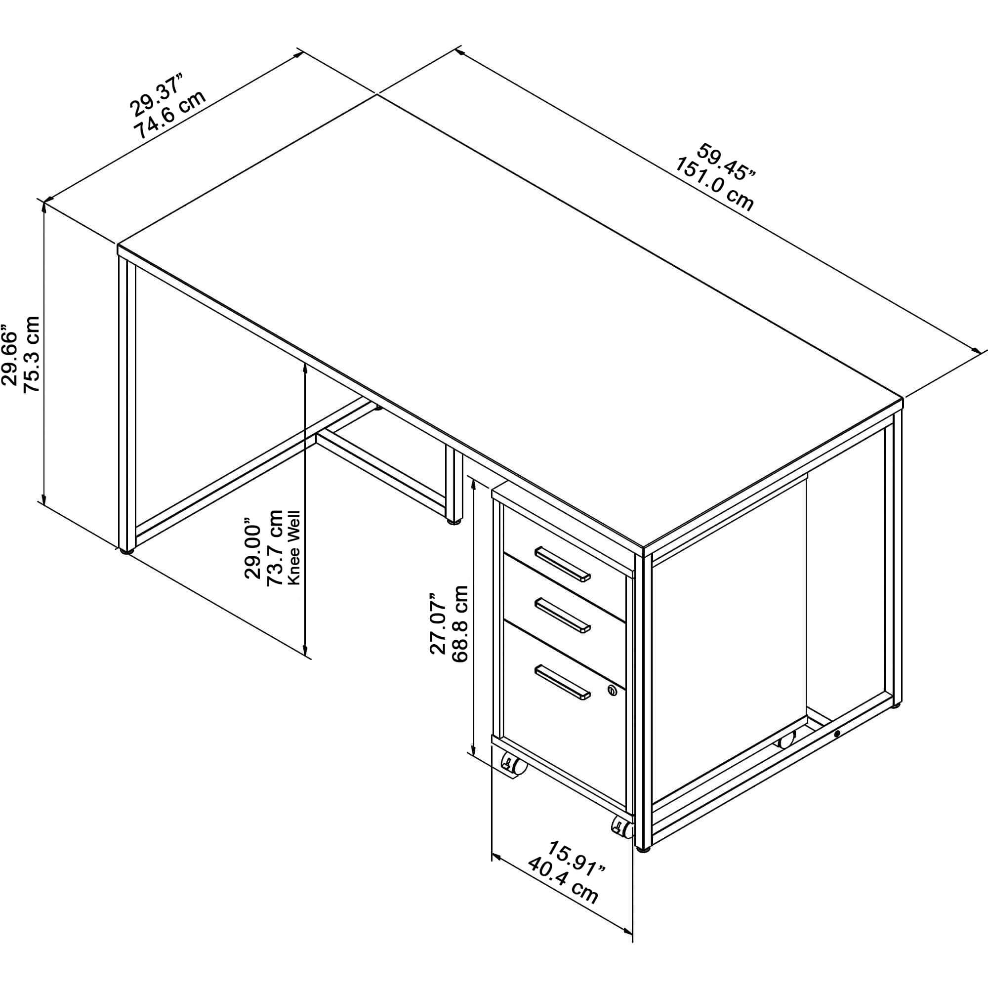 Harmony office desk in white 60w x 30d dimensions