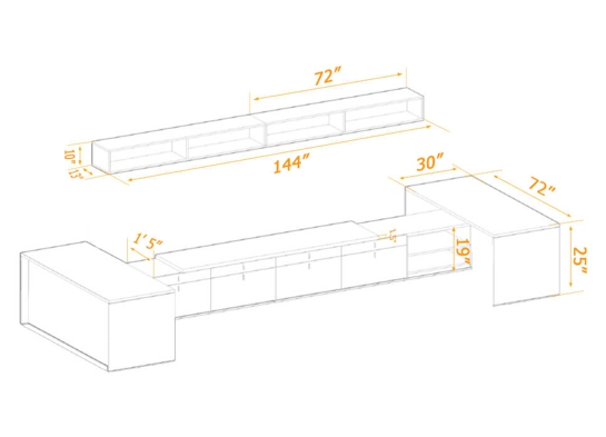 Executive office set 3D dimensions