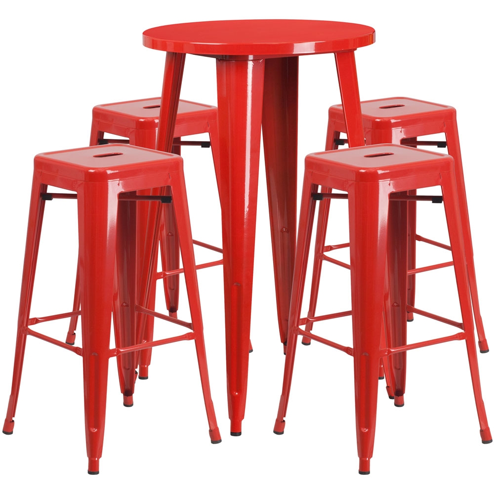 High top table set CUB CH 51080BH 4 30SQST RED GG FLA