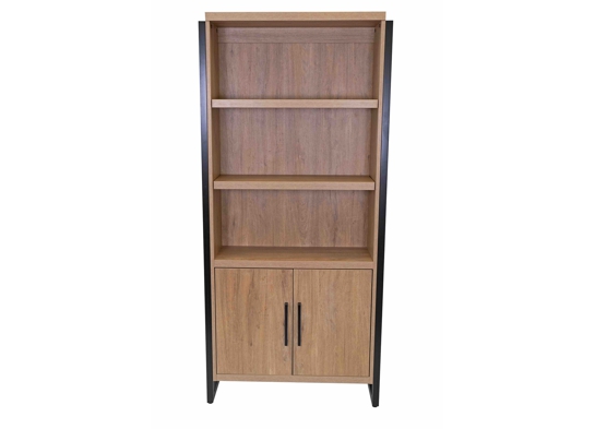 Home office ideas home office storage ideas modern bookcase with doors natural front view 1