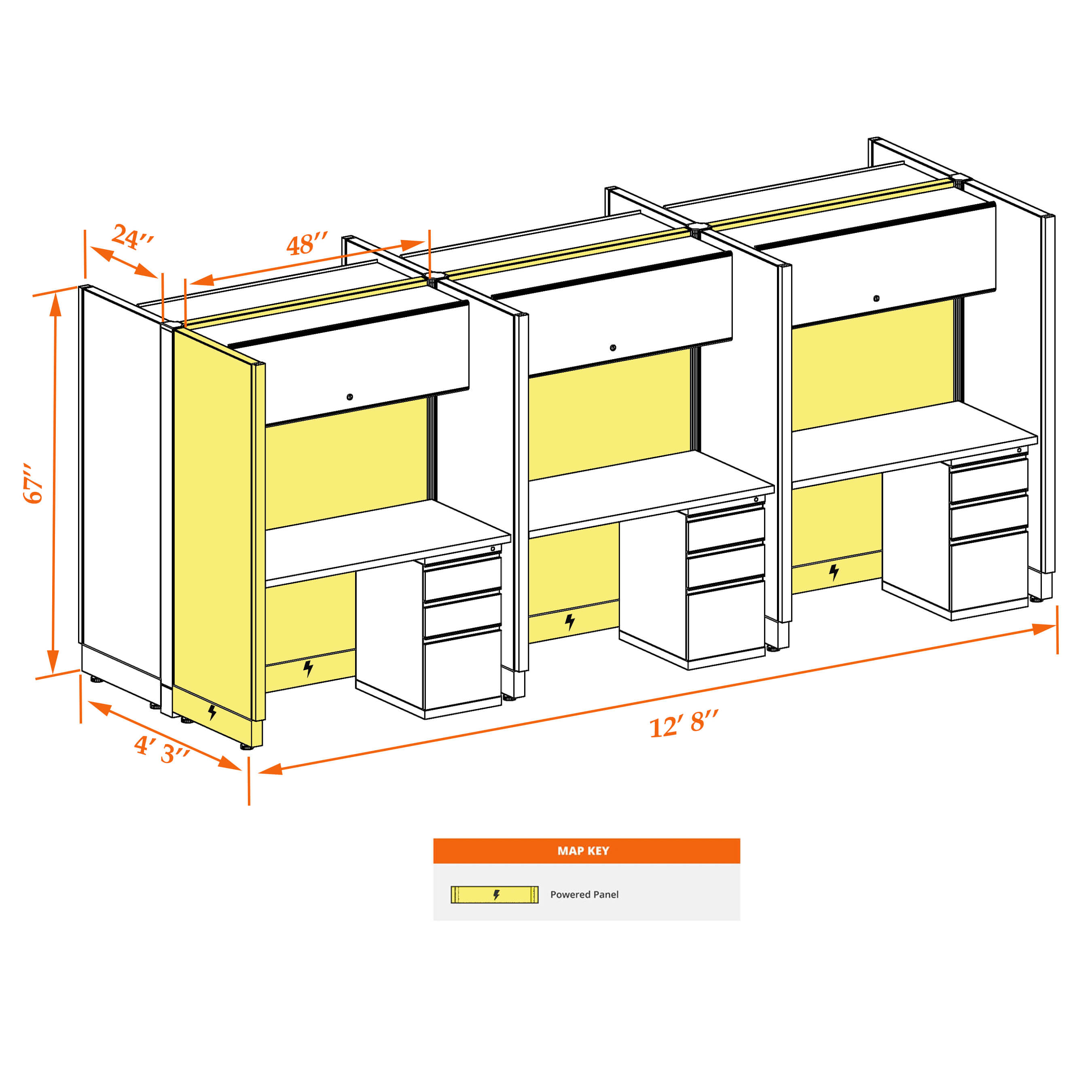 Hot desk CUB 6 67 P 24 WHT WH PSO