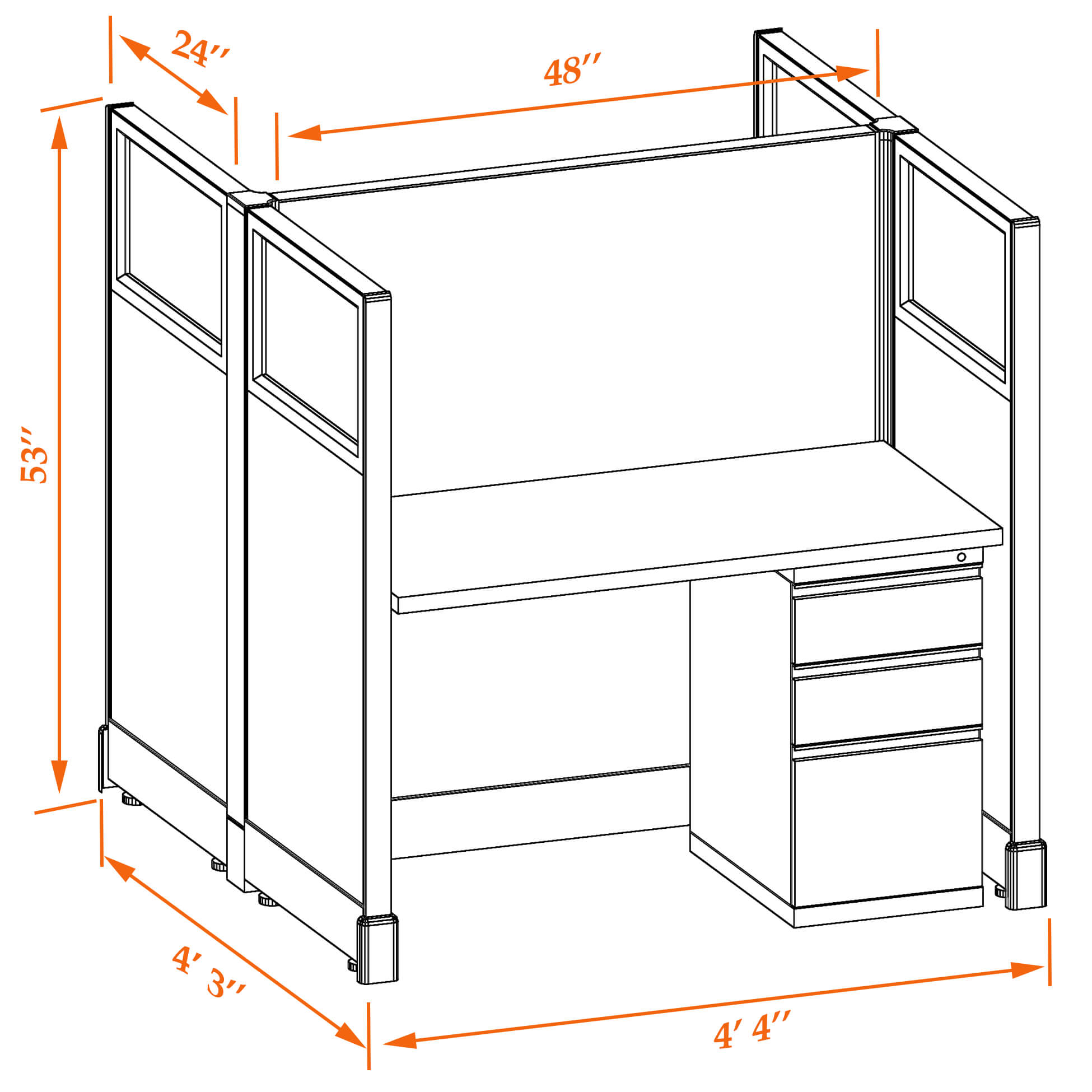 Hot desk CUB 2C 53 24 G WHT WH PSO