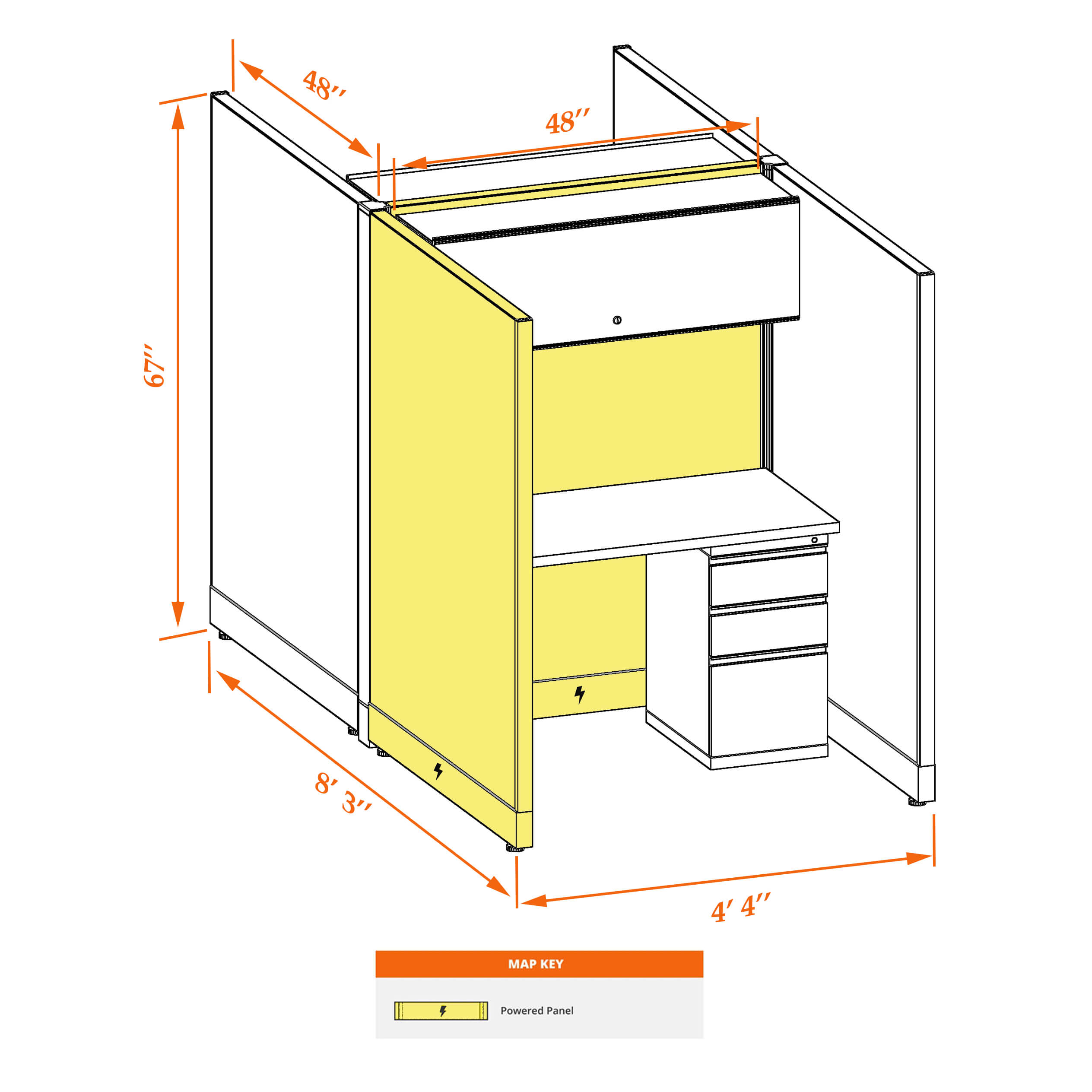 Hot desk CUB 2C 67 P 44 WHT WH PSO