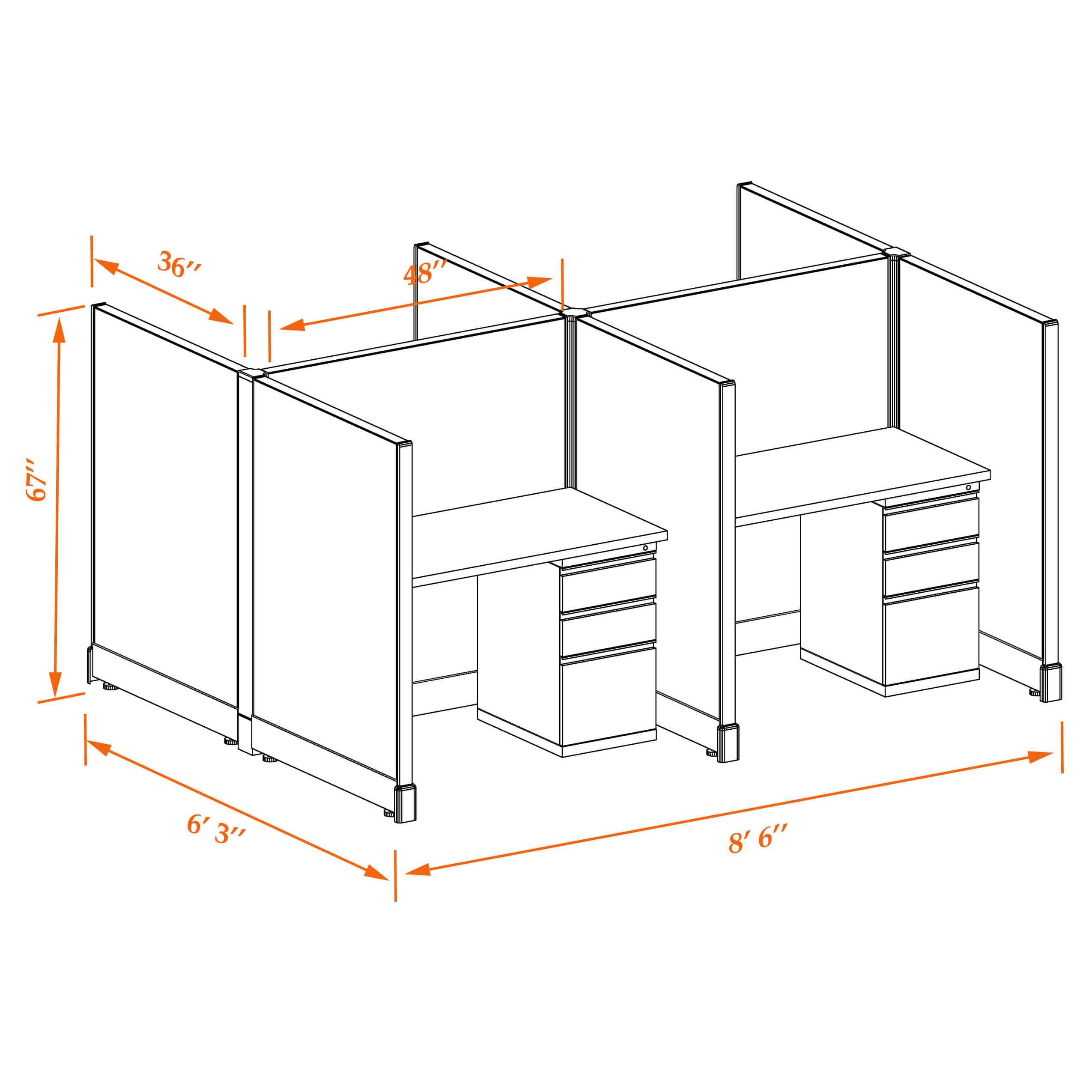 Hot desk CUB 4C 53 34 WHT WH PSO