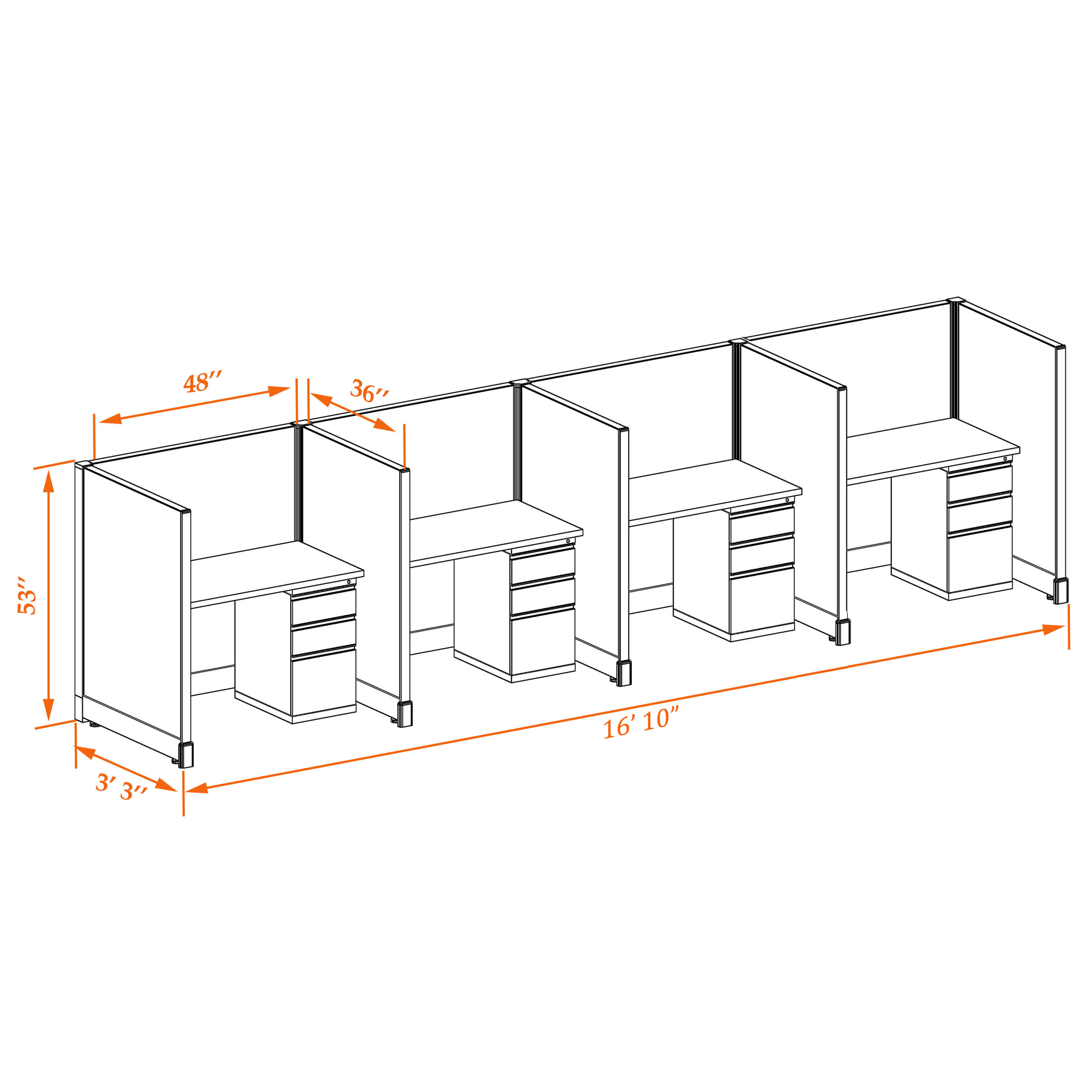 Office cubicle desk 53HU 34 4PI