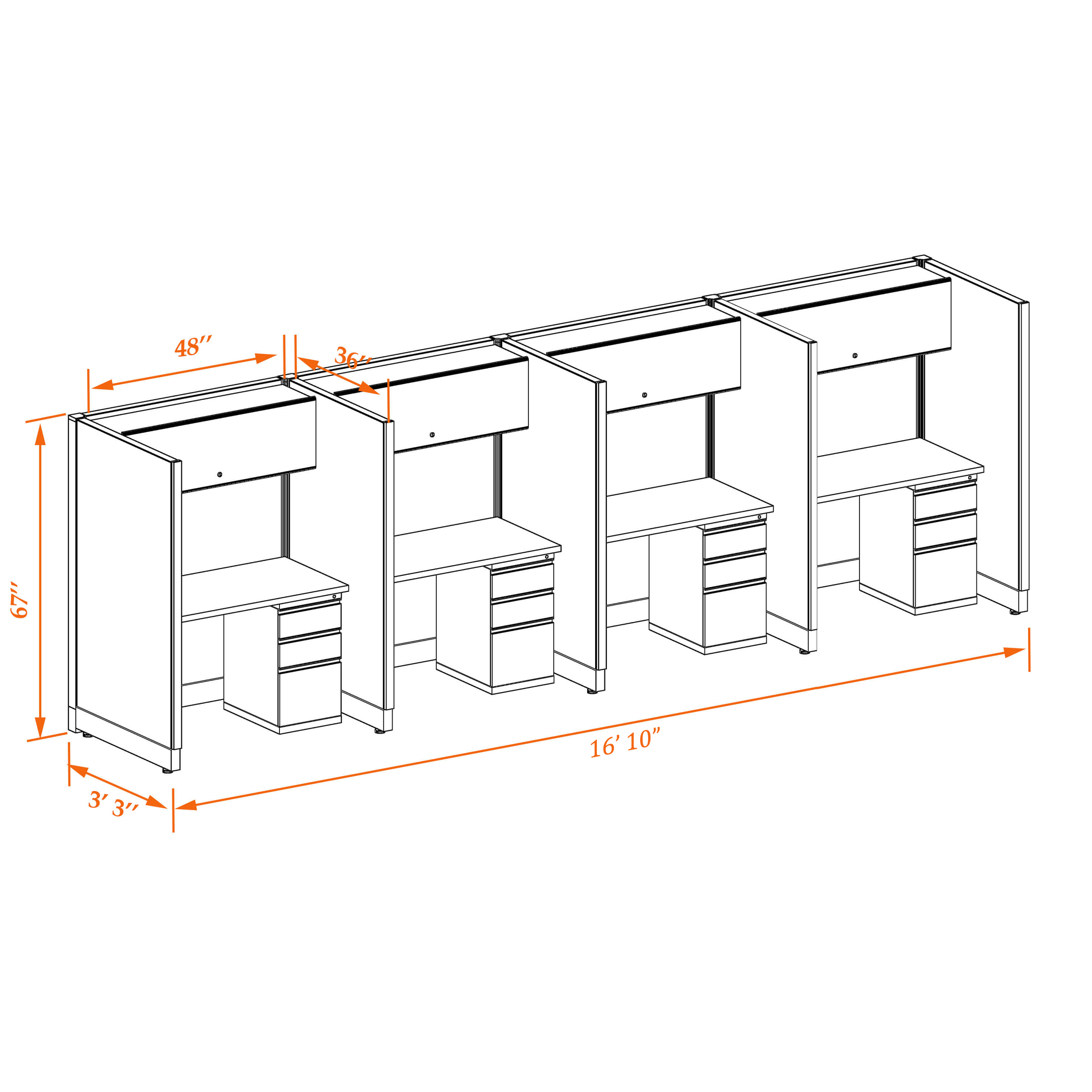 Tall cubicles 67HU 34 4PI 1