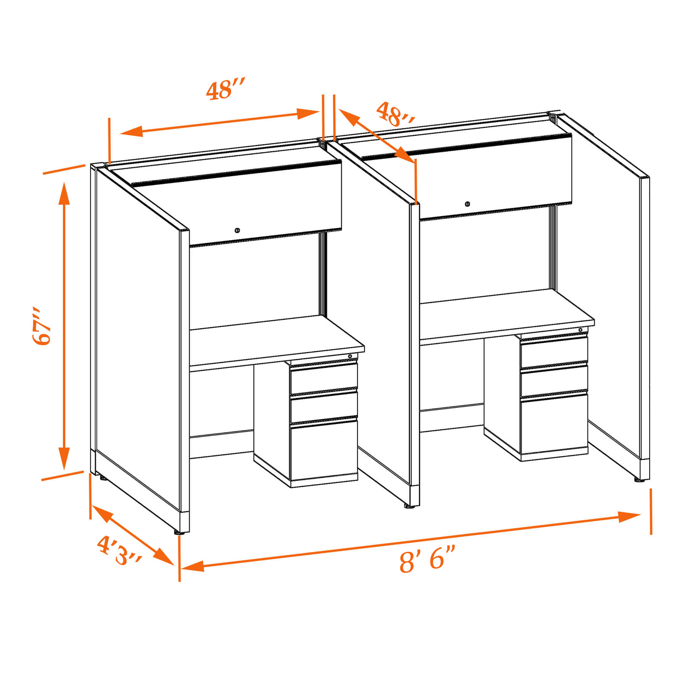 Tall cubicles 67HU 44 2PI 1