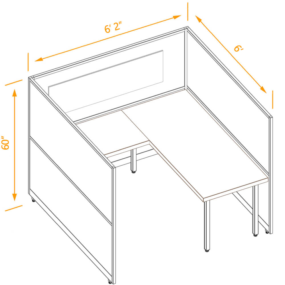 Cubicle workspace 60h fixed non powered dimensions