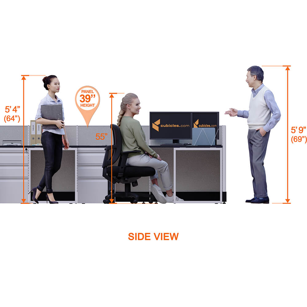 Workstation furniture 39h 2pack bullpen side heights