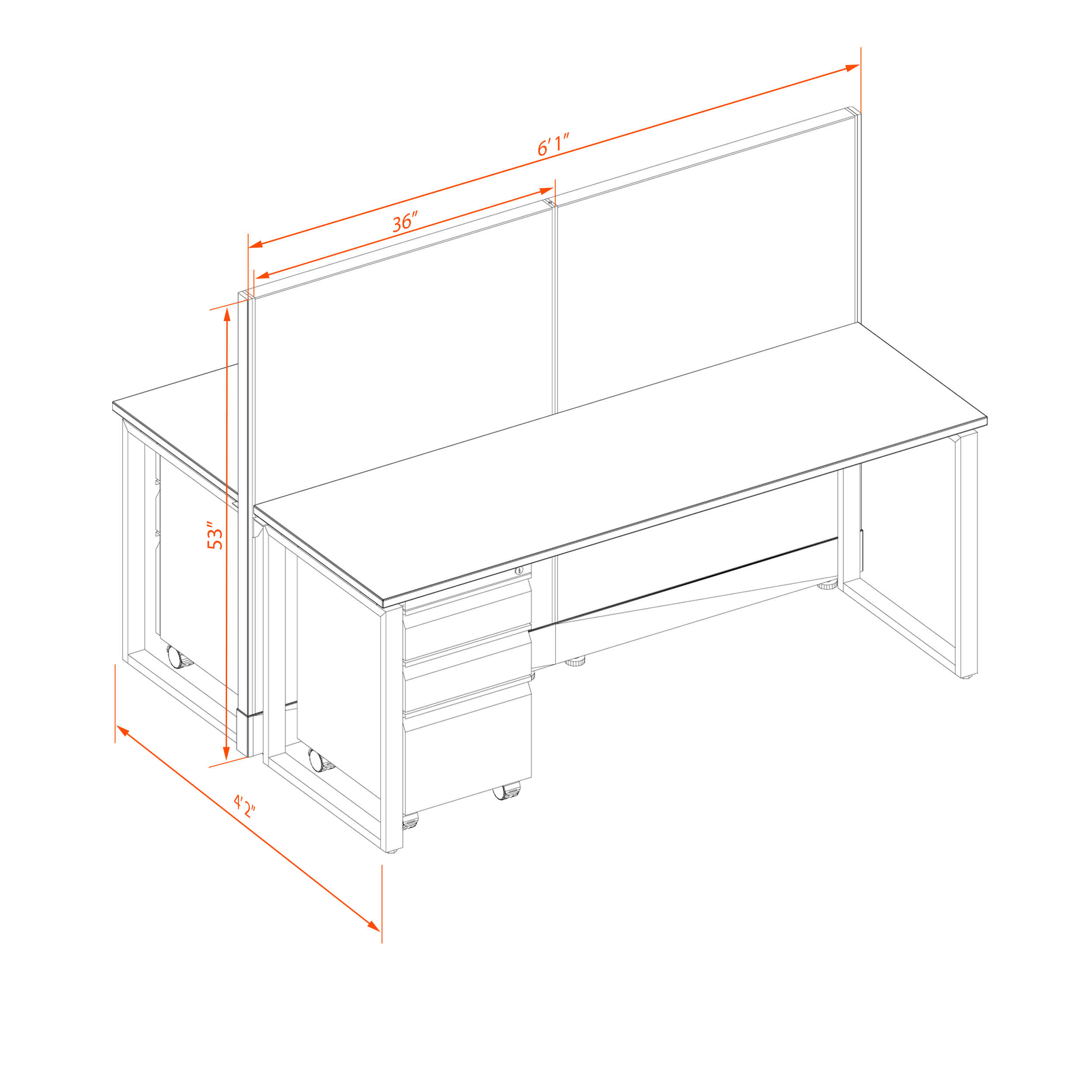 Office benching systems unpowered 62