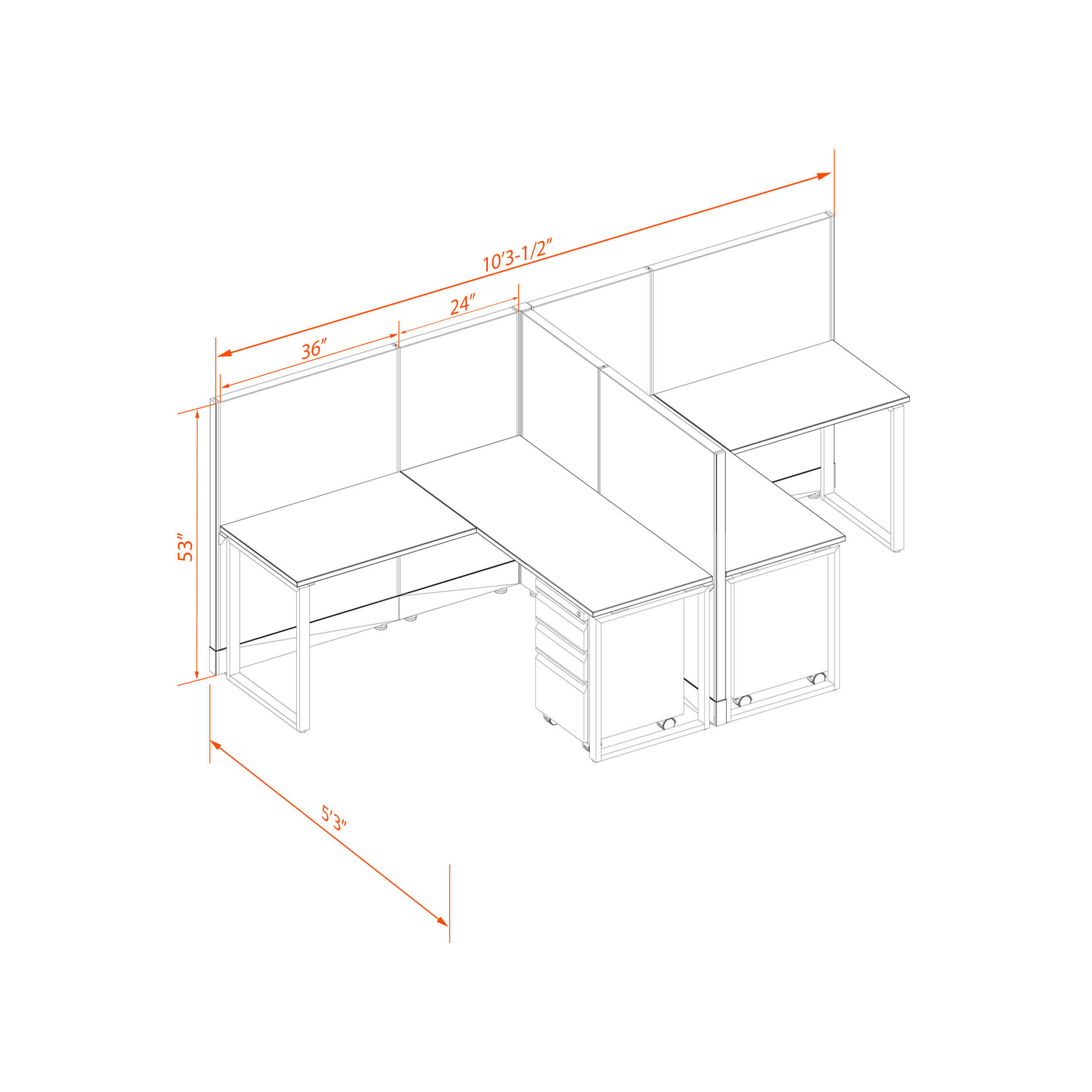 Office benching system 55 53 t