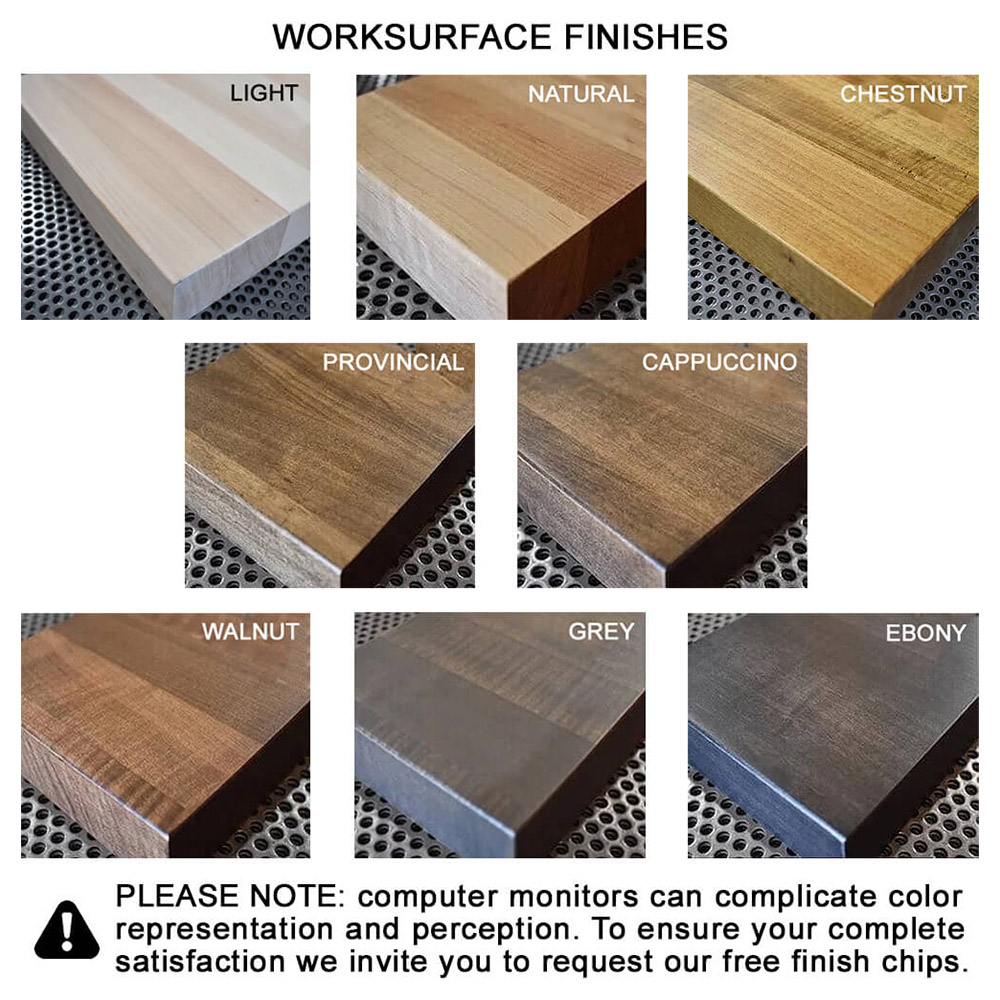 Industrial reception desk with lateral and front open transaction color swatch