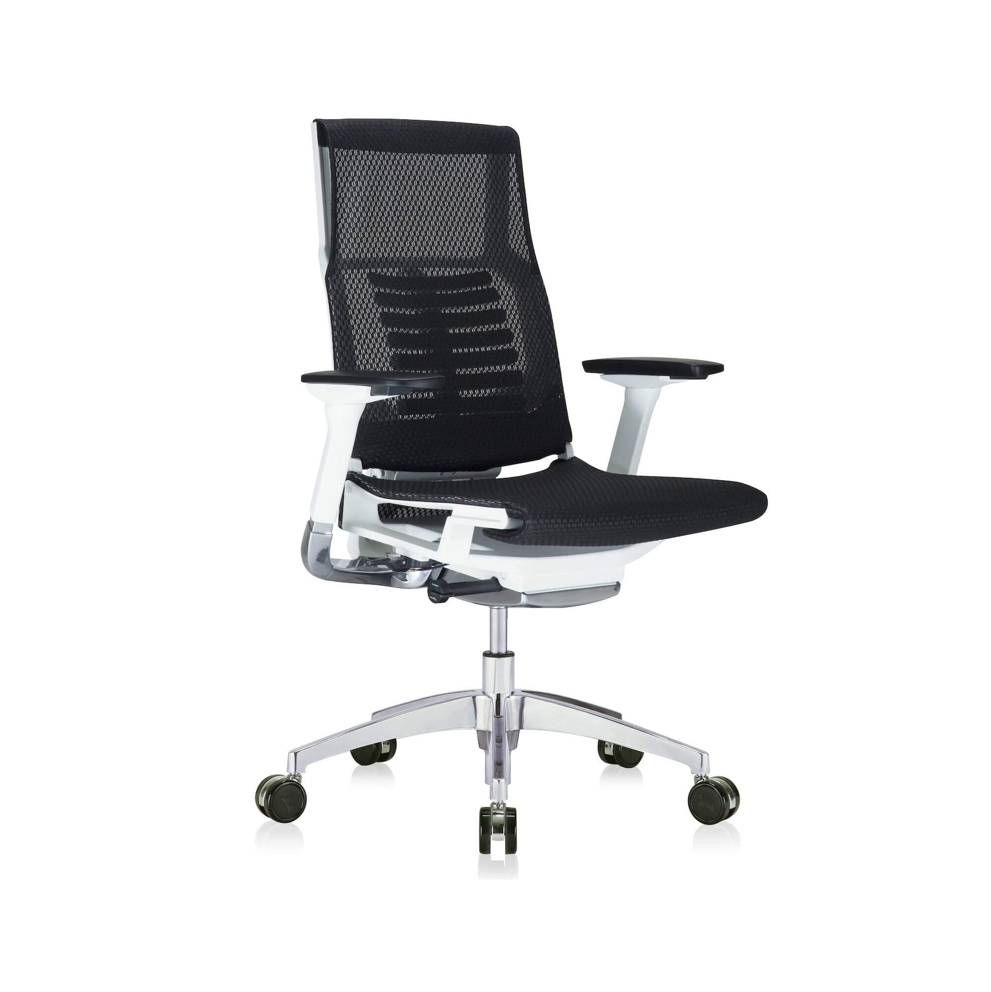 Office furniture chairs office desk chairs executive ergonomic office chair for sciatica black and white frame angle view