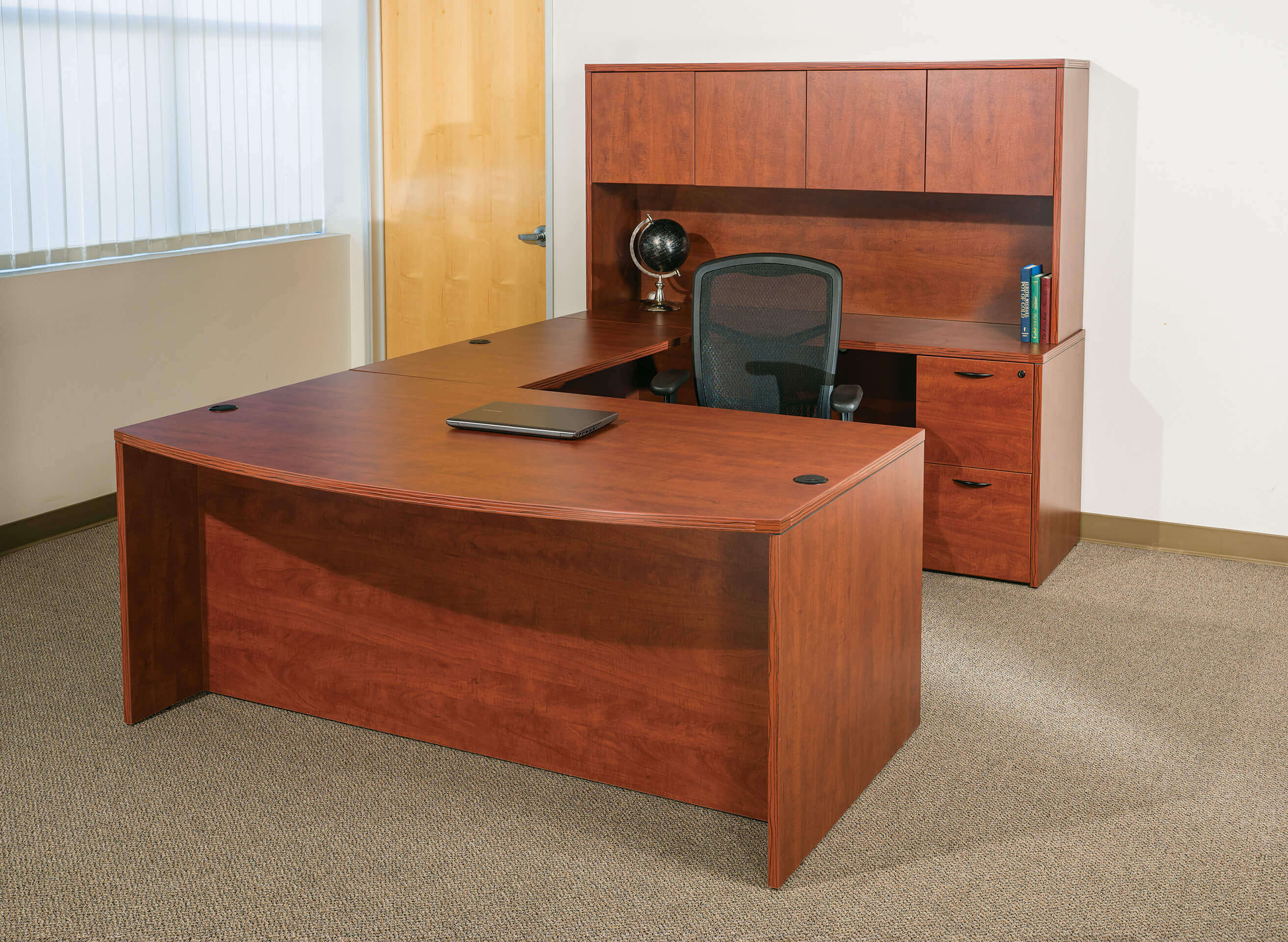 U shaped desk u shaped desk with hutch modern u shaped office desk cherry view 7