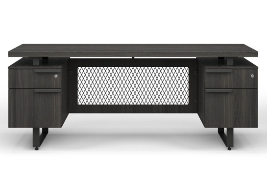 Sit and stand desk sit and stand corner desk credenzas front view 1