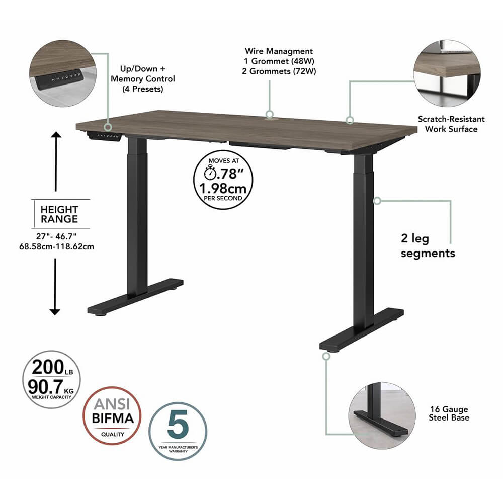 Sit and stand computer desks 48w x 24d features