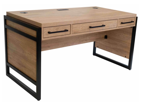 Straight office desk contemporary office desk writing desk with drawers angle natural 1