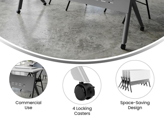 Training table with x leg 6x2 white gray 17 Training table with x leg 6x2 white gray 17