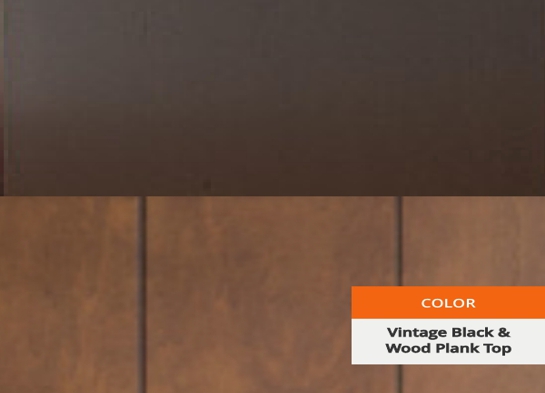 Vintage black with wood plank top finishing