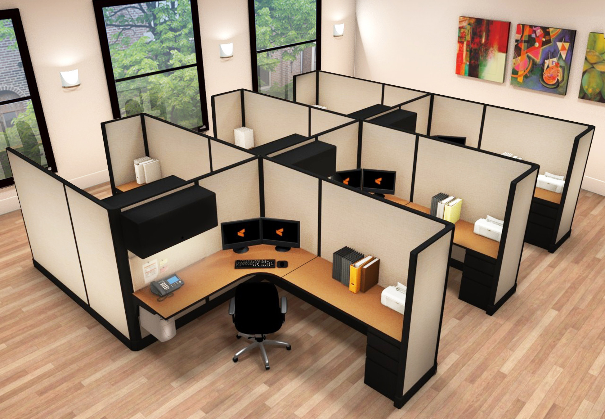 6x8 Commercial Workstations - 6 Pack Cluster