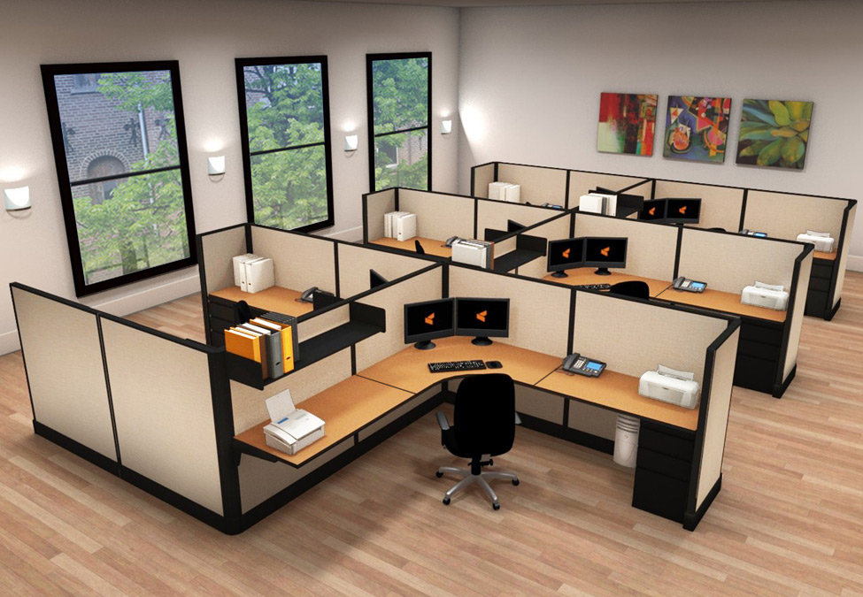 8x8 Modern Corporate Office Furniture - 6 Pack Cluster